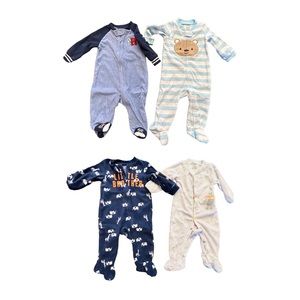 4 Carter's Fleece/Terry Footed Pajama Onesies (3-6 Month)